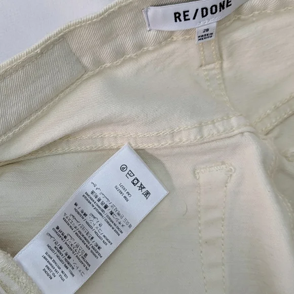 Re/Done 70S High Rise Skinny Bootcut Jean Button Fly Frayed Vintage White 28 NWT - Picture 14 of 15